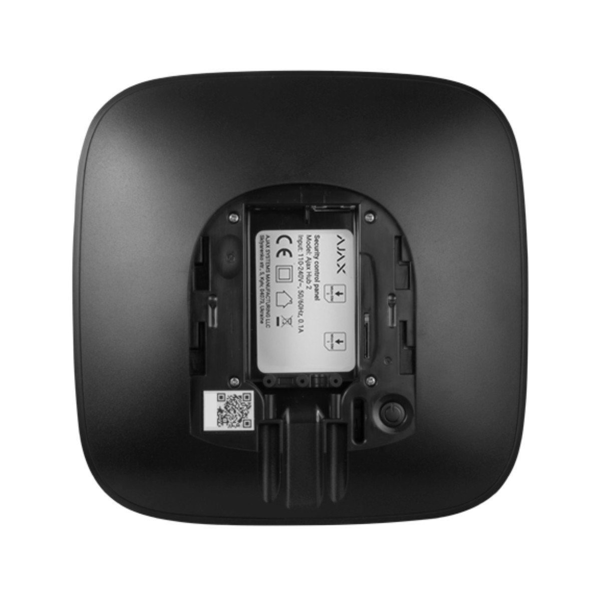 Reverso de panel de seguridad Ajax Hub 2 negro con etiqueta.