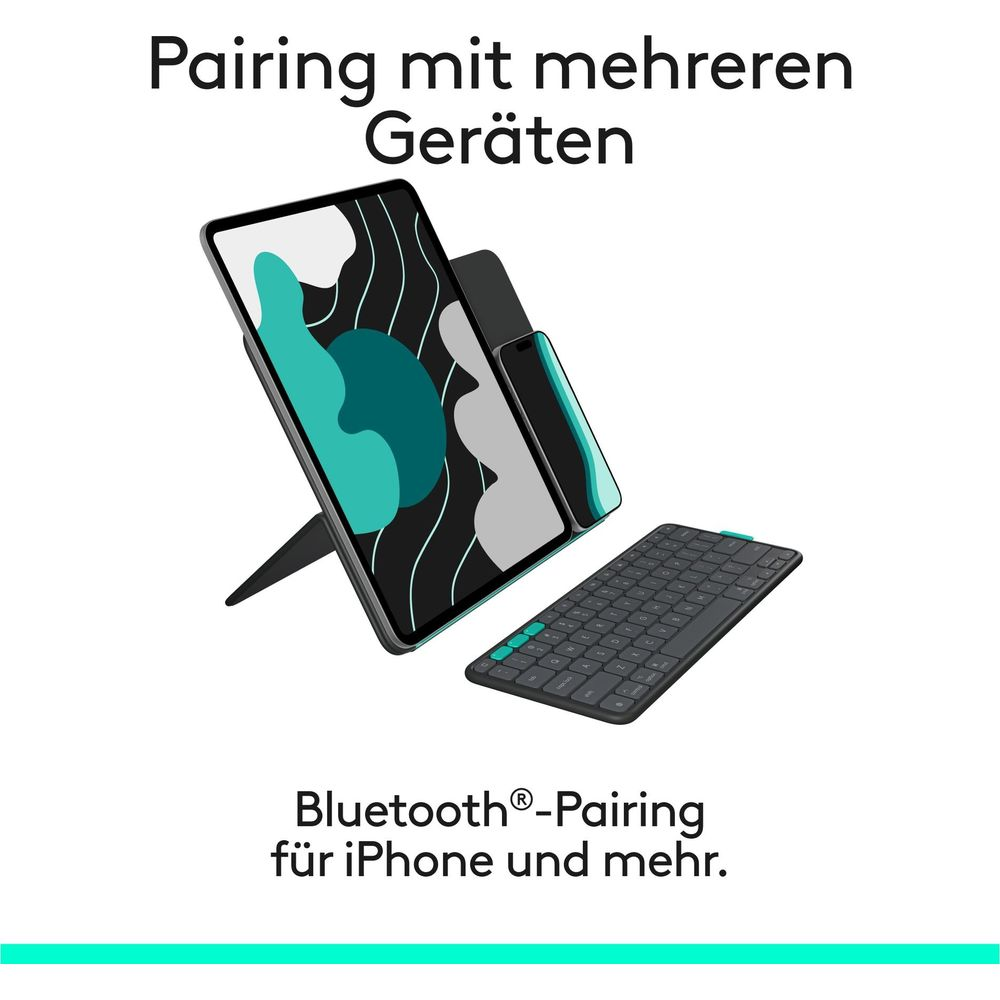 Tablet, smartphone e tastiera in abbinamento Bluetooth.
