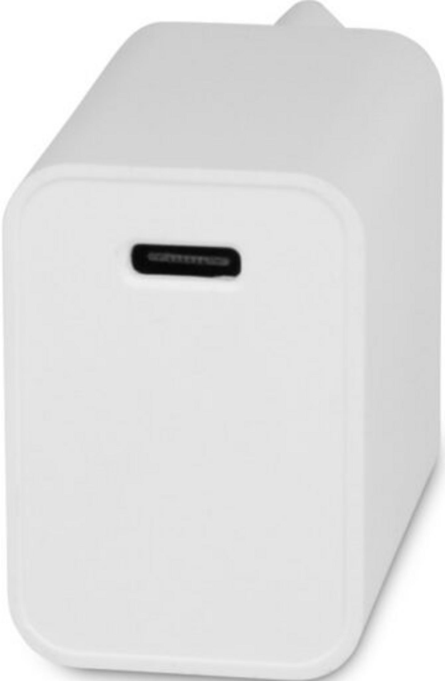 Un blocco caricatore USB-C bianco con una singola porta frontale.