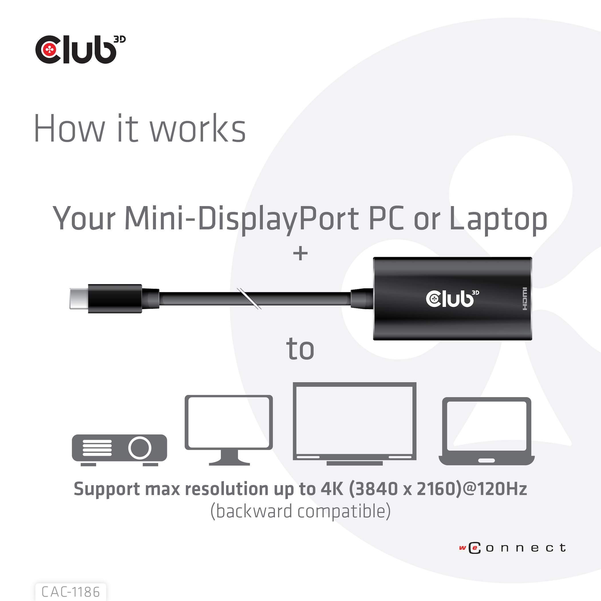 Mini-DisplayPort zu HDMI Adapter, zeigt PC/Laptop an Monitor/Projektor.