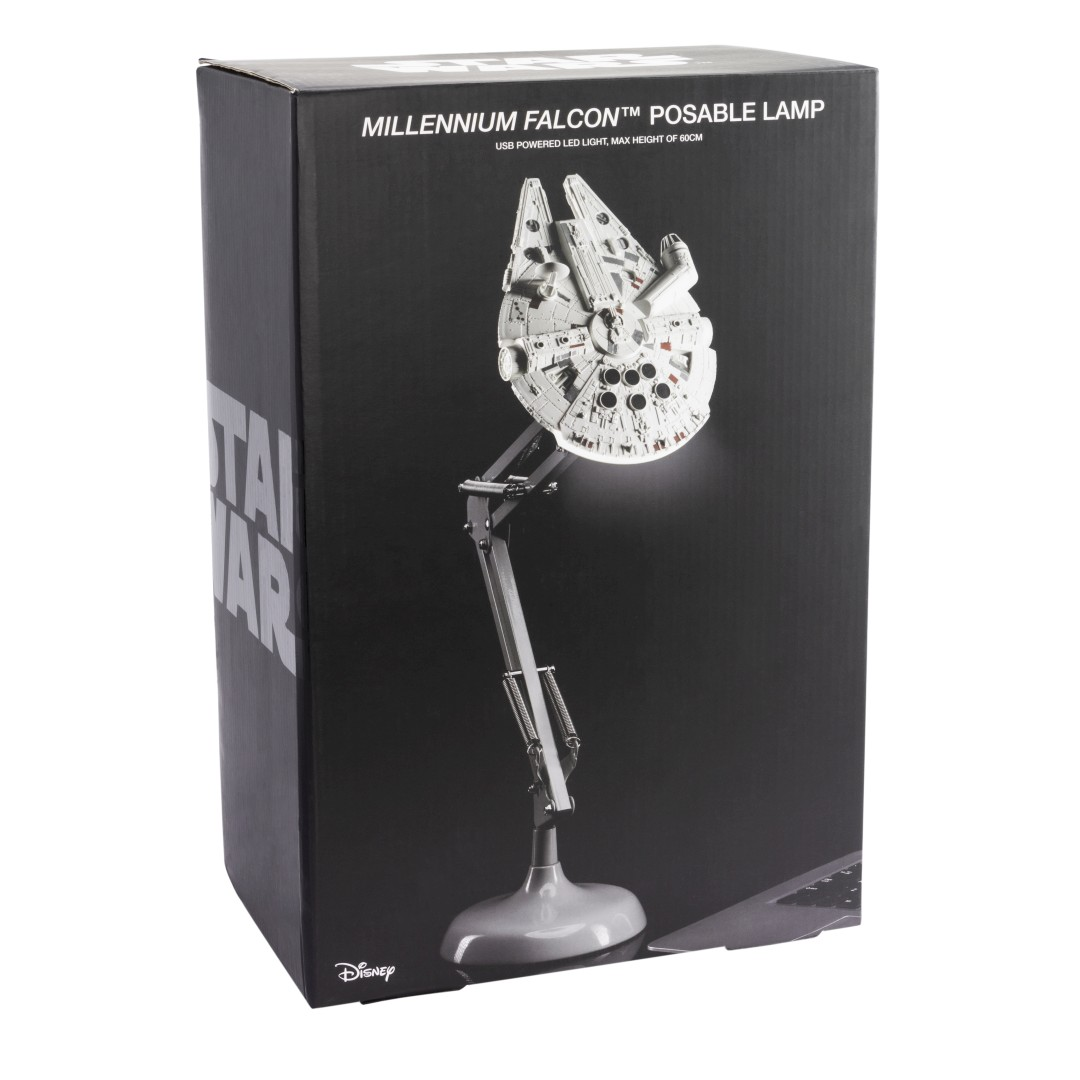 Lampa Millennium Falcon na czarnym pudełku, zasilana przez USB.