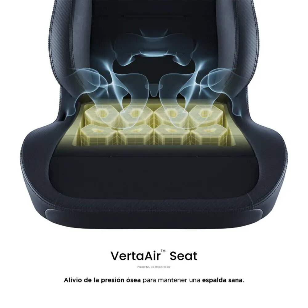 Asiento con estructura de panal y flujo de aire para aliviar presión.