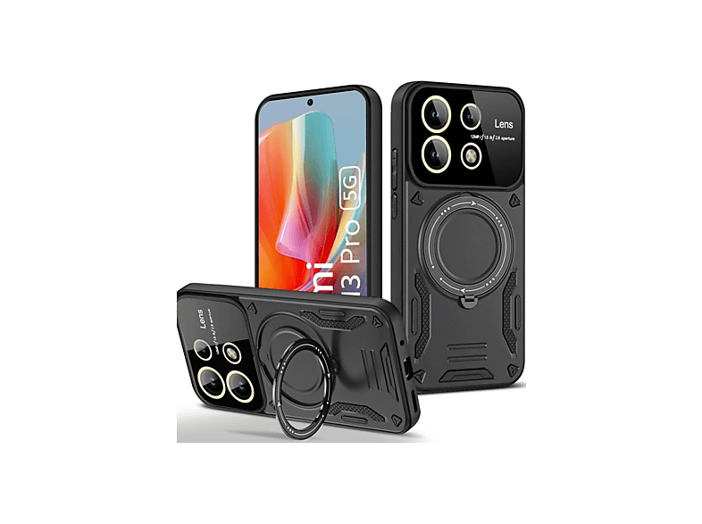 NEWFACE Xiaomi Redmi Note 13 Pro 5G Uyumlu Joy Lens Standlı Kapak Telefon Kılıfı Siyah