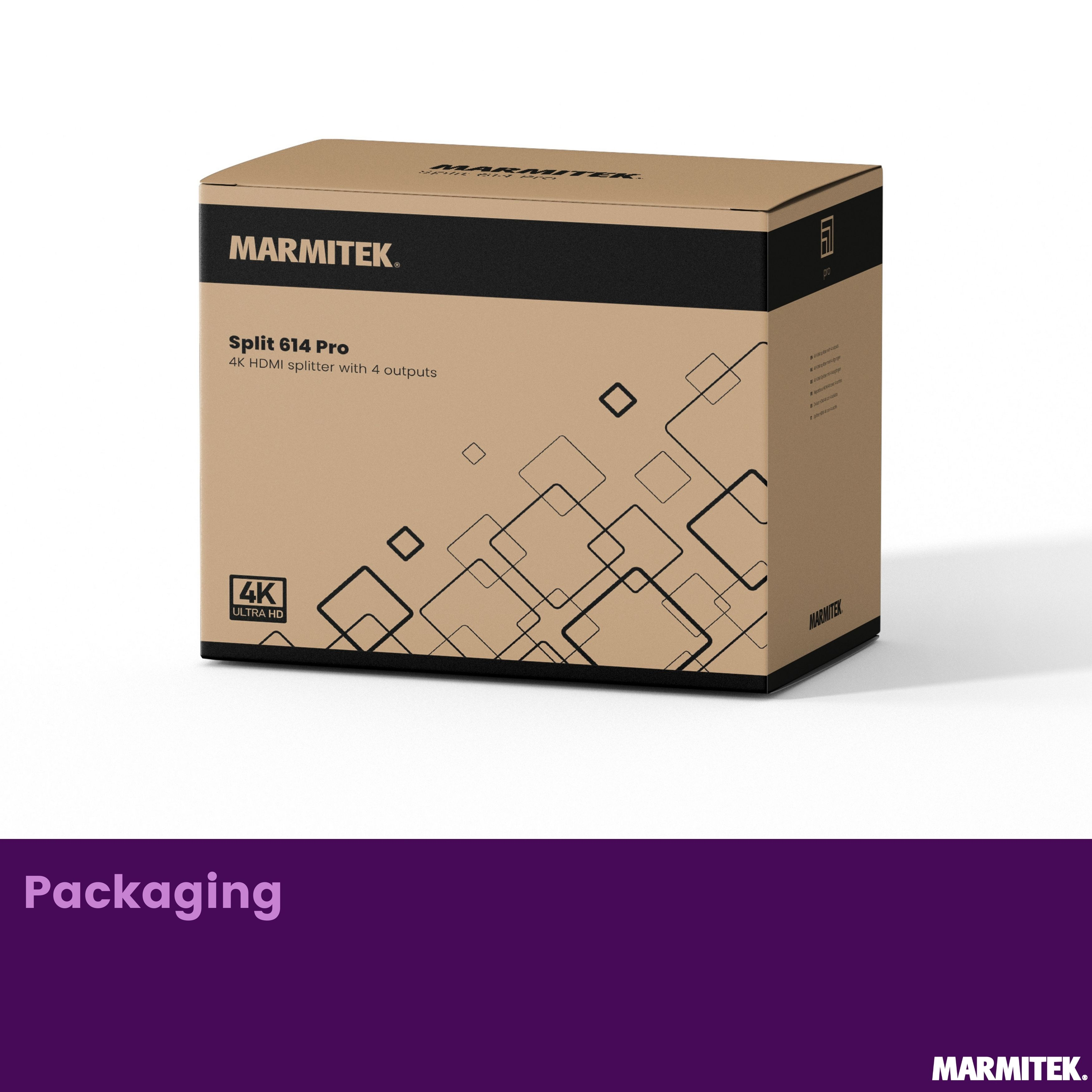 Emballage du répartiteur HDMI 4K Marmitek Split 614 Pro.