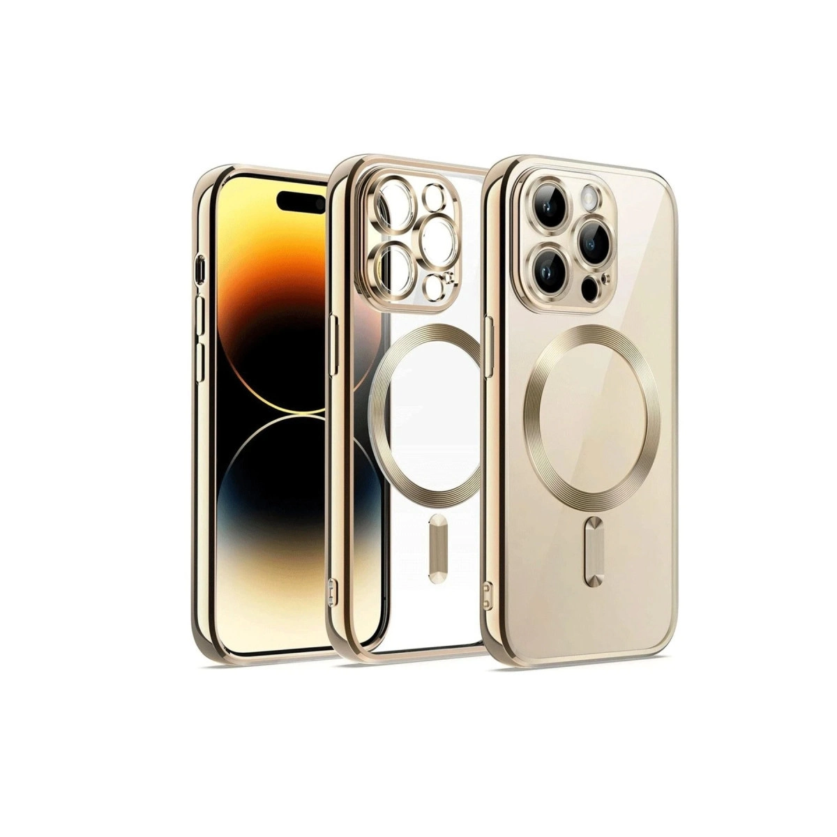EVIMDEYOKYOK iPhone 13 Pro Max Uyumlu Kross Magneticsafe Kapak Telefon Kılıfı Gold