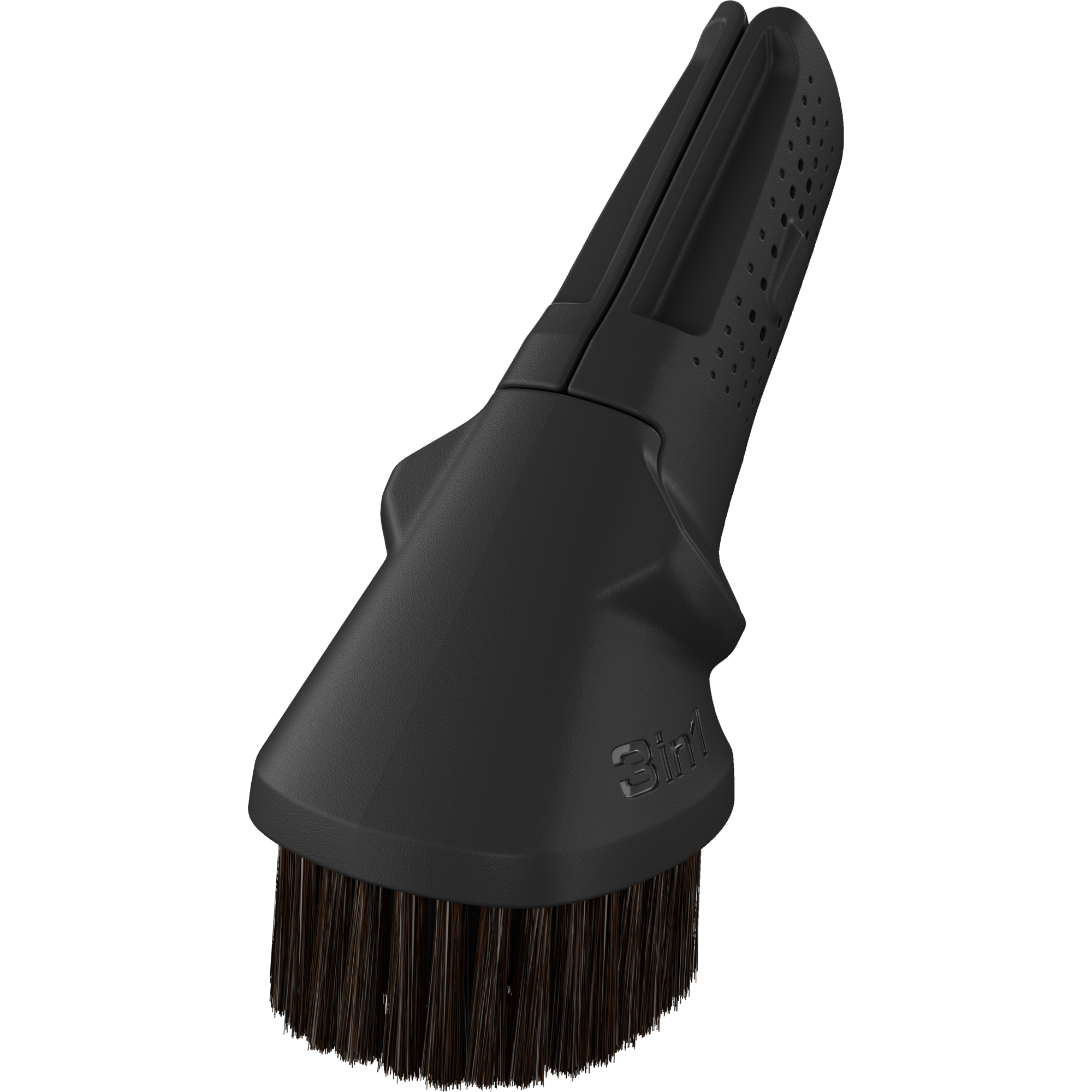 Accesorio negro para aspiradora 3 en 1 con cepillo y rejillas de ventilación.
