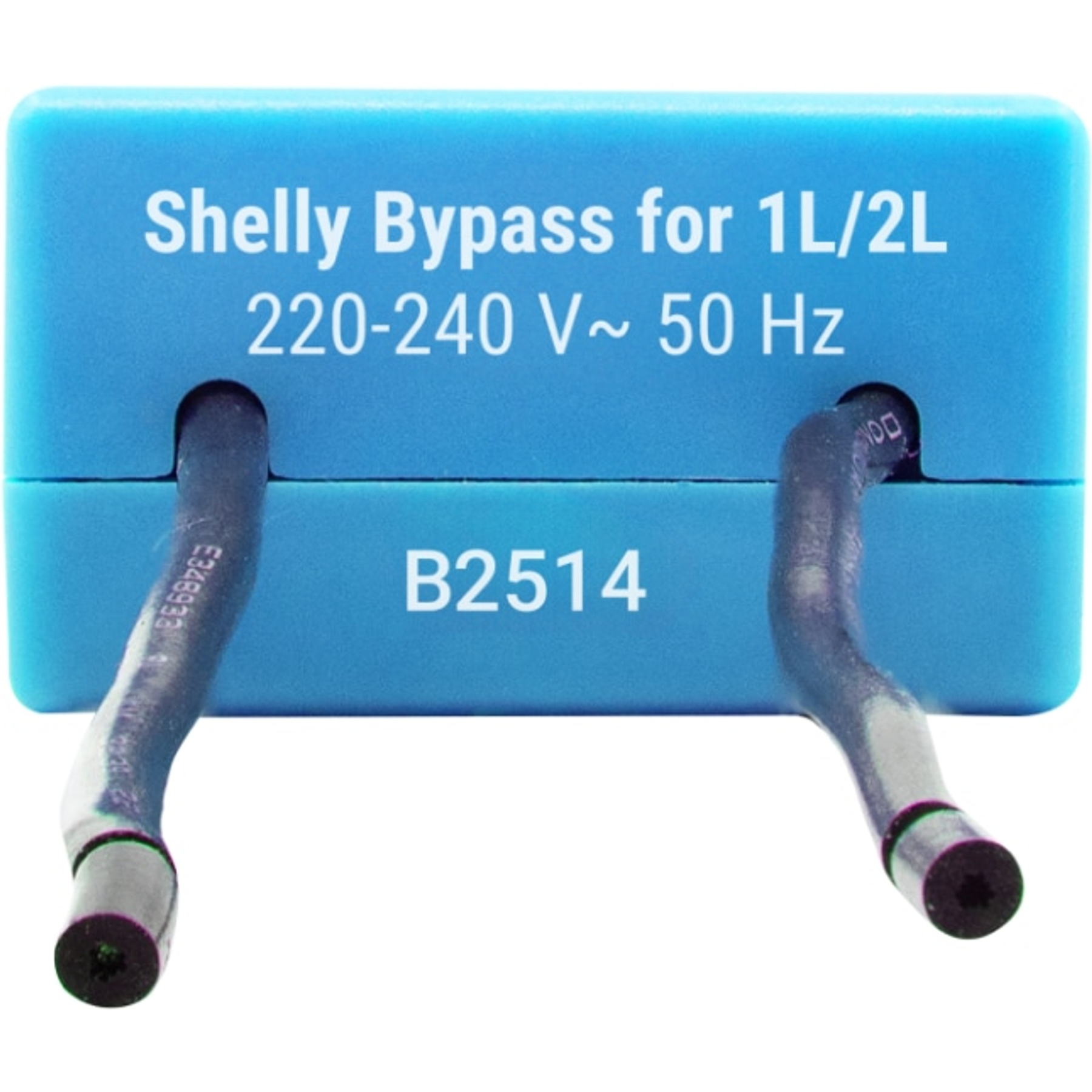 Niebieski Shelly Bypass z kablami i numerem modelu B2514.