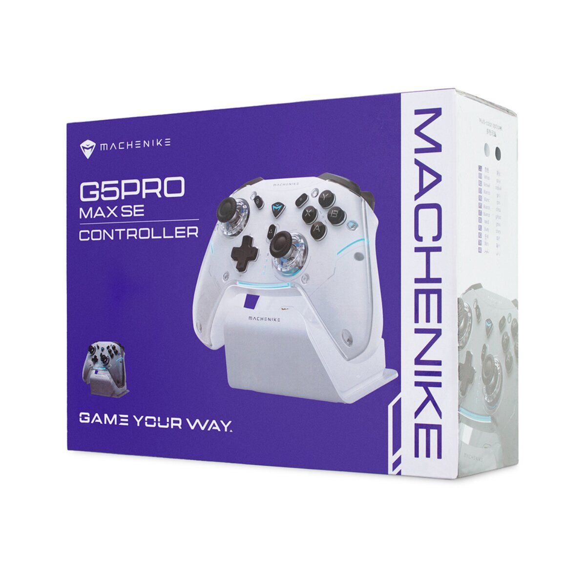 Scatola bianca per controller MACHENIKE G5PRO MAX SE con testo blu e immagine controller.