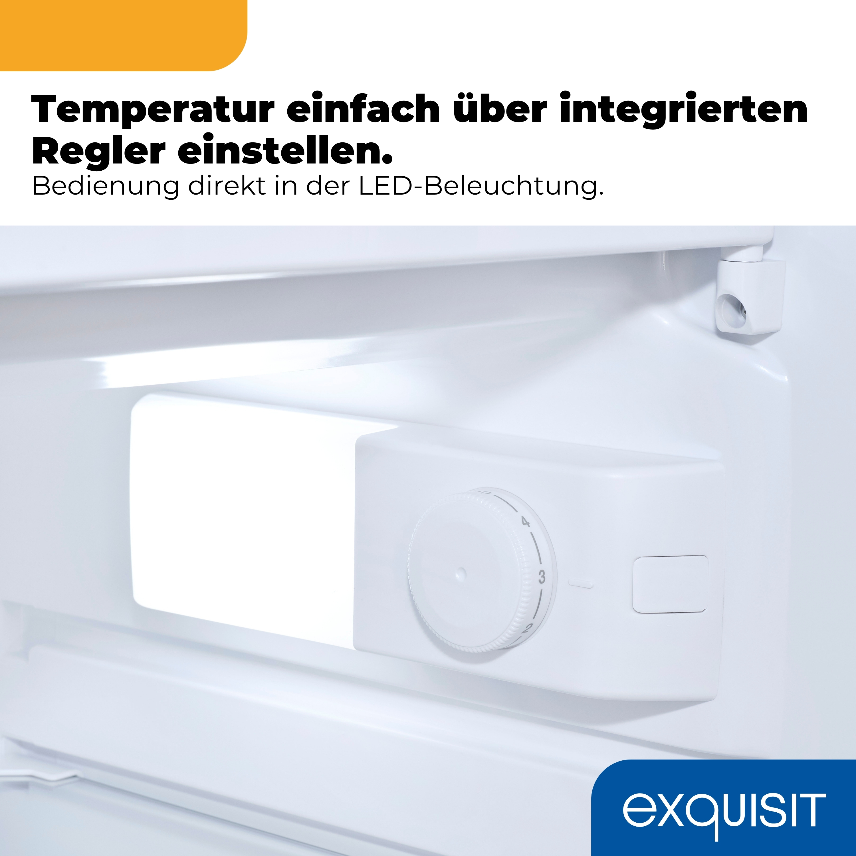Integrierter Temperaturregler mit LED-Beleuchtung.