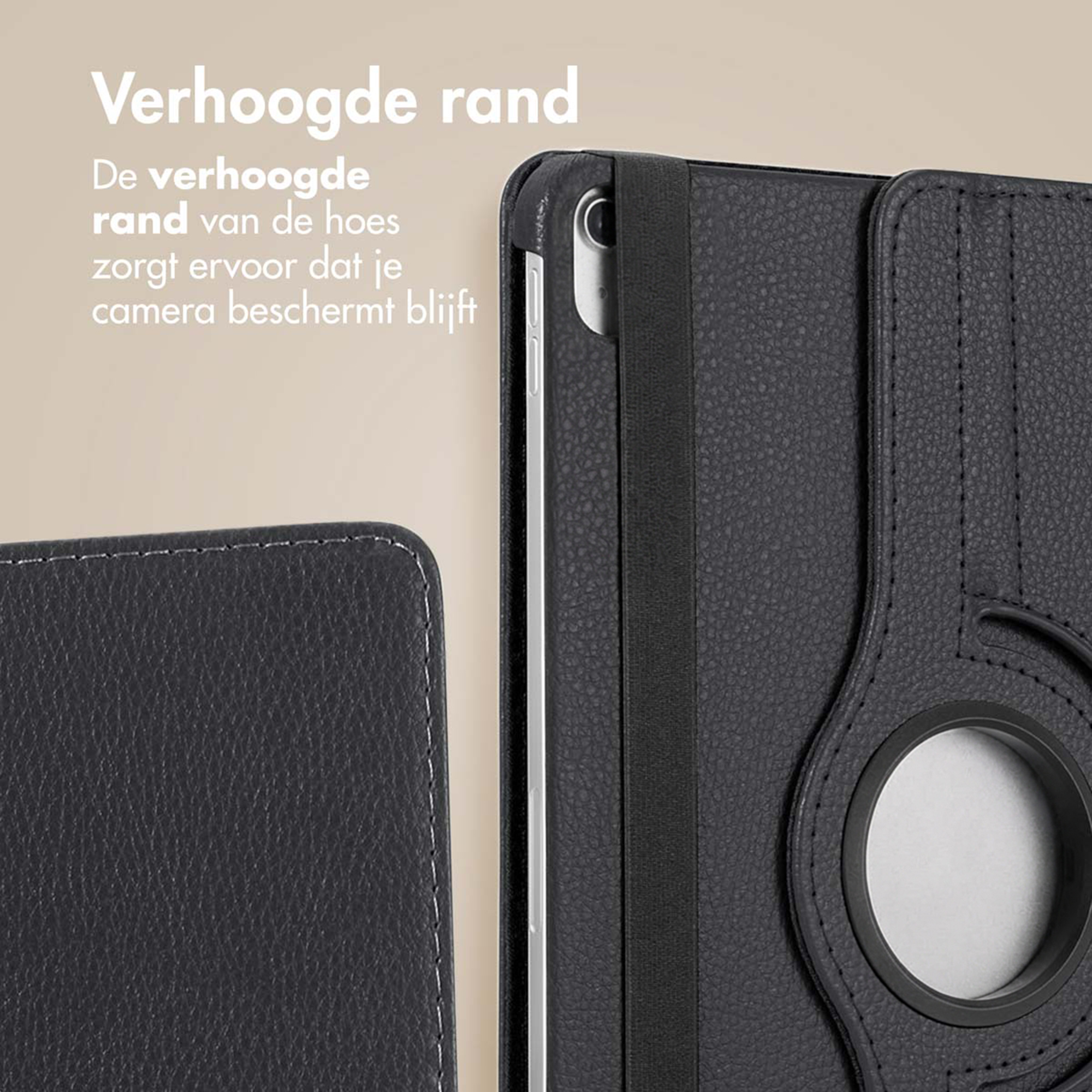 Black protective case with a raised edge for a camera.