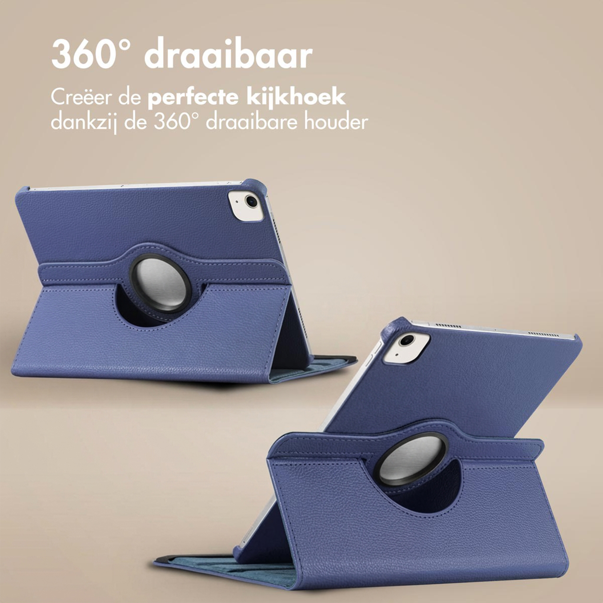 Two blue tablet cases with a rotating ring holder on a light background.
