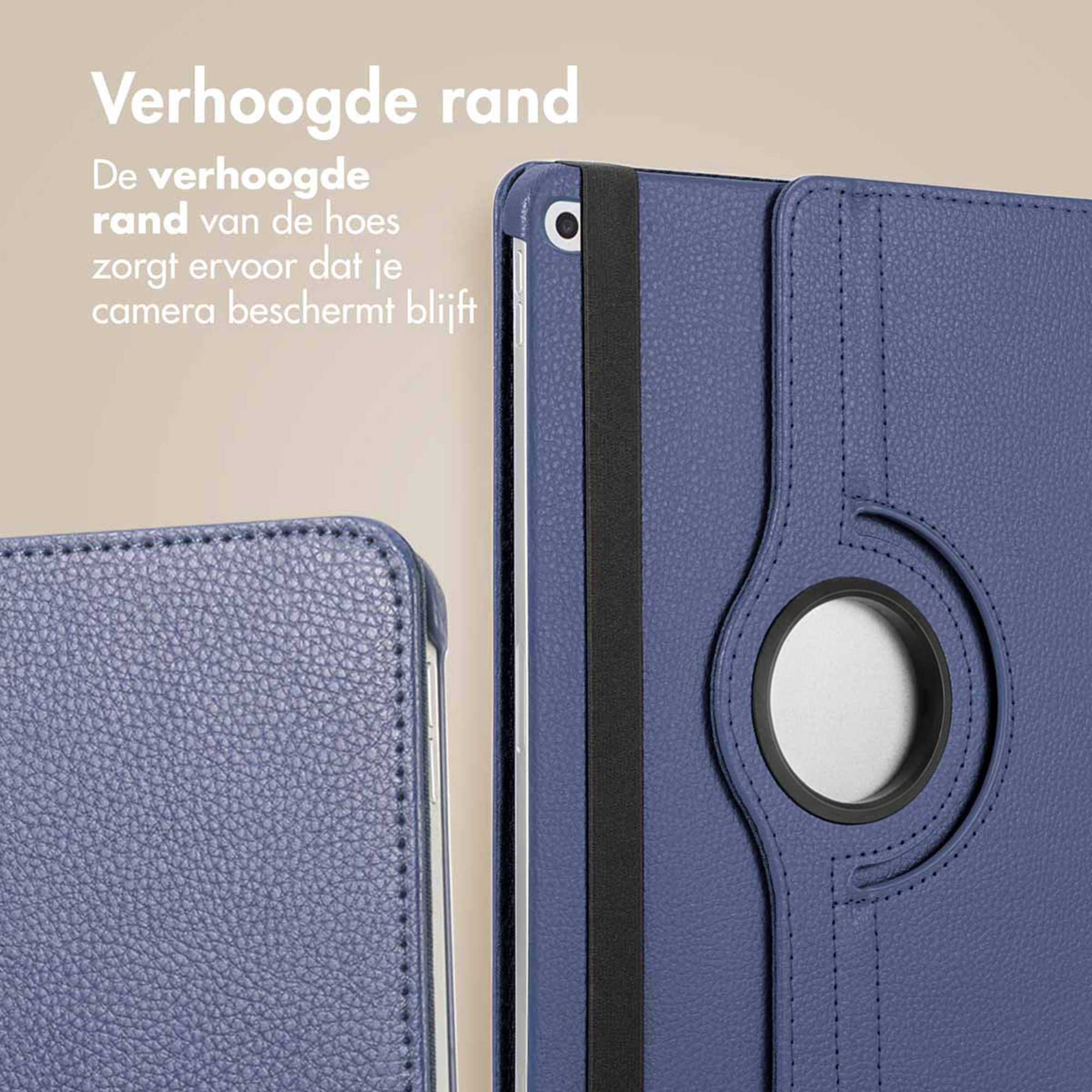 Blauwe hoes met verhoogde rand voor camerabescherming