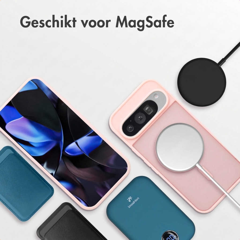 MagSafe accessoires: telefoonhoesjes, powerbank en oplaadkabel.
