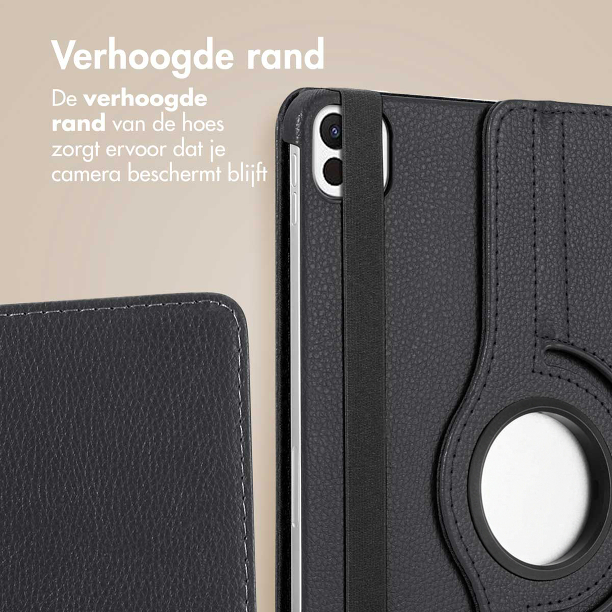 Zwarte hoes met verhoogde randen ter bescherming van de cameralens.
