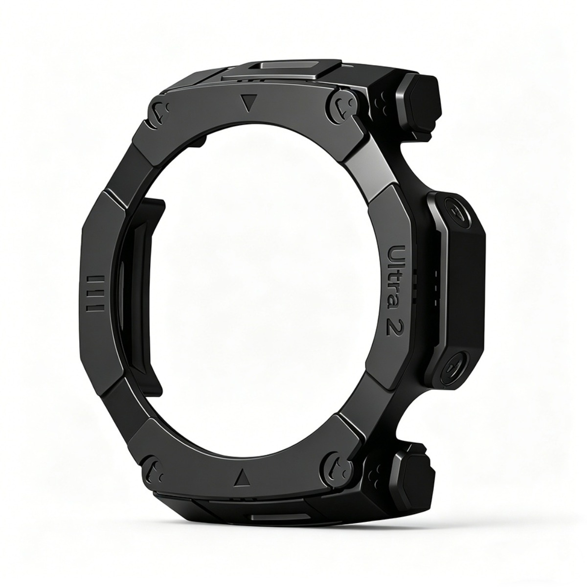 Ghiera nera per orologio con testo "Ultra 2" e pulsanti.
