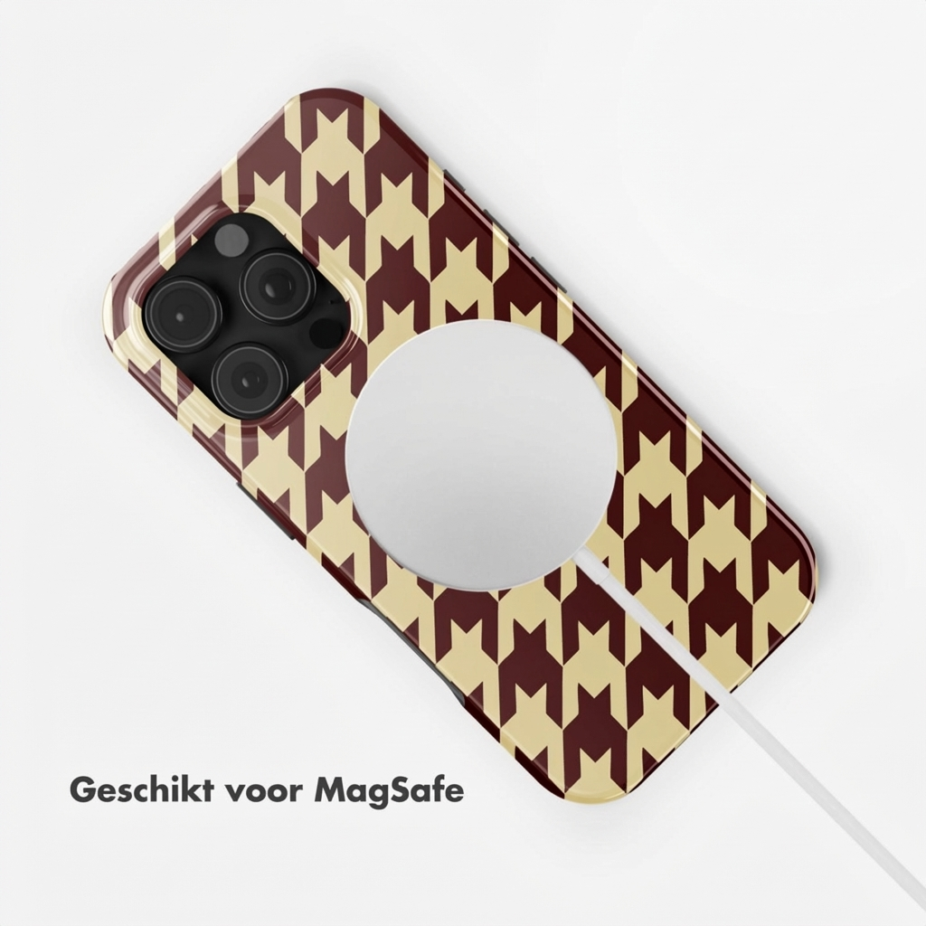 Bruine hondenbotjes telefoonhoes met MagSafe cirkel.
