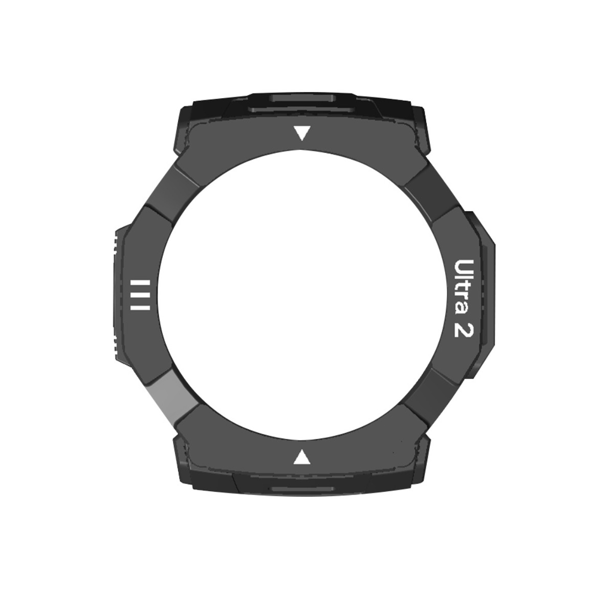 Ghiera grigia per orologio con testo 'Ultra 2' e tre linee orizzontali.