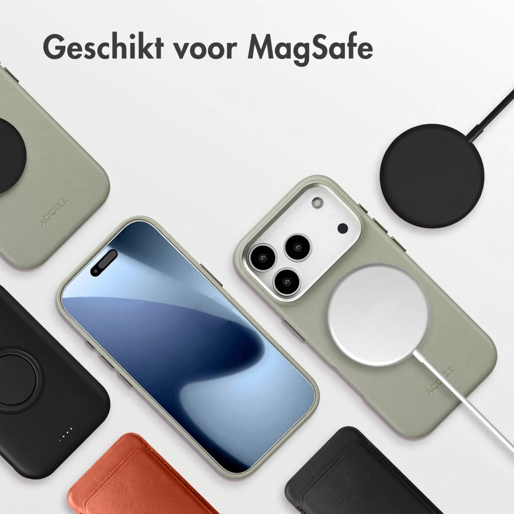 Coques iPhone et chargeurs MagSafe de différentes couleurs.