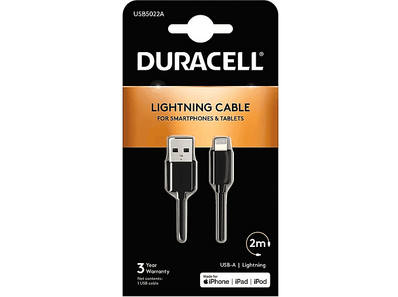 DURACELL USB5022A Şarj Kablosu Siyah
