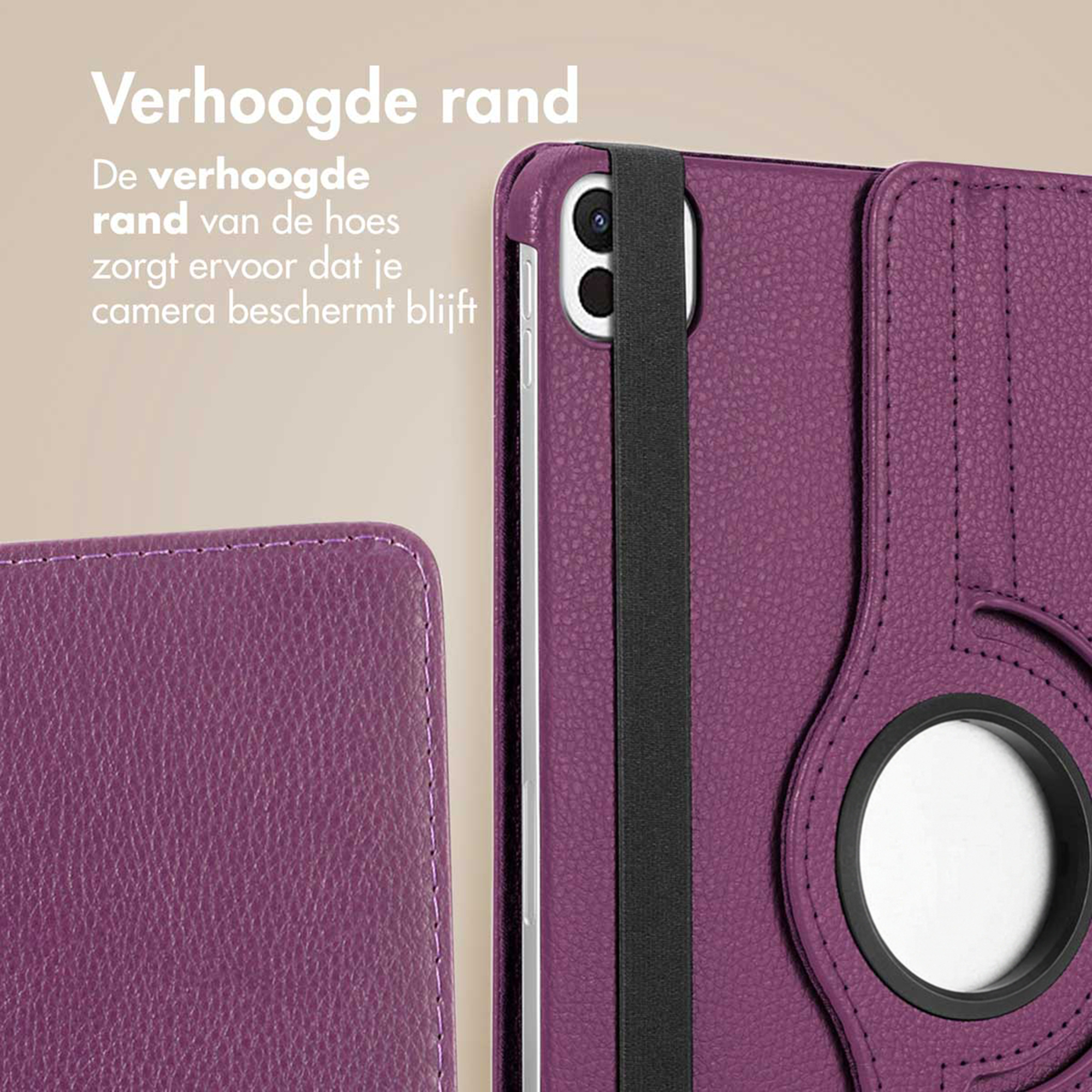 A purple phone case with a raised edge to protect the camera.