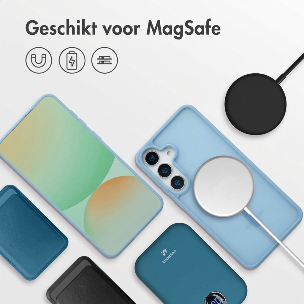 MagSafe accessoires: telefoonhoesjes, powerbank, oplaadkabel en lader.