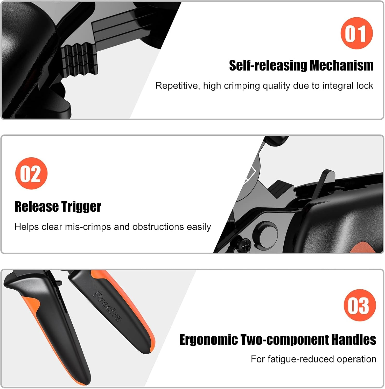 Drei Werkzeuge: Selbstauslöser, Auslösetrigger, ergonomische Griffe.