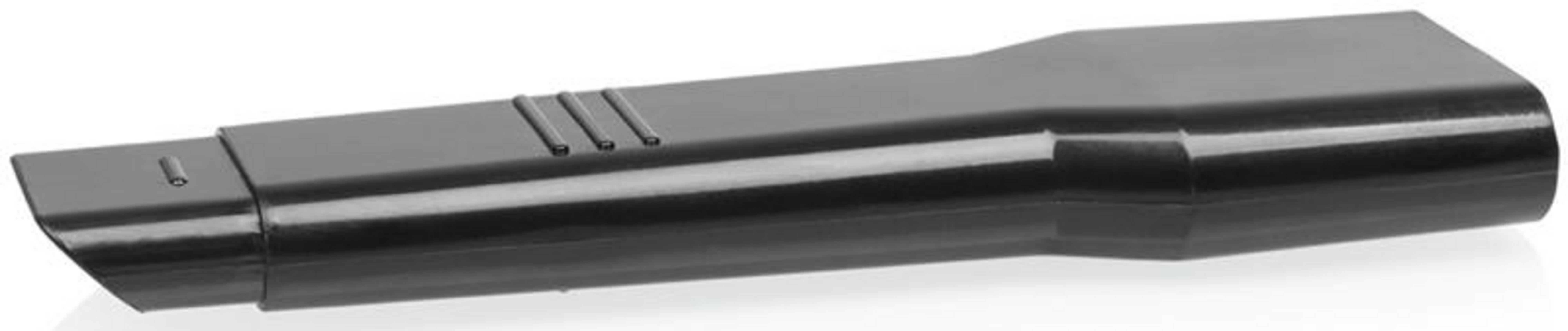 Un accessorio a bocchetta nero e stretto per un aspirapolvere.