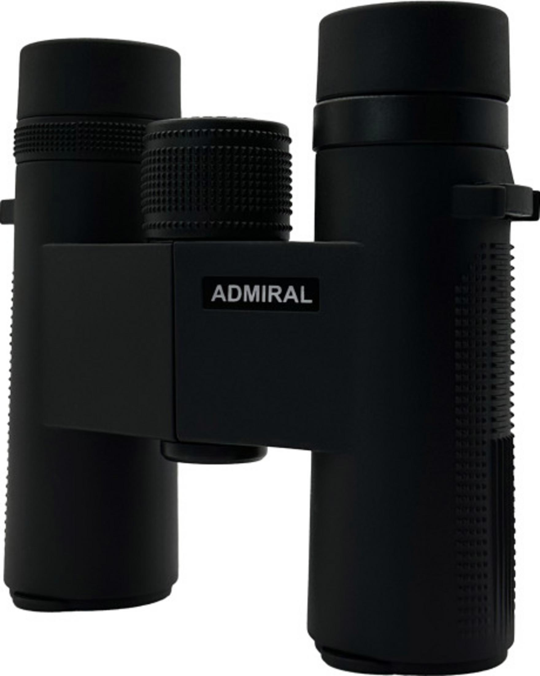 Binocolo Admiral nero con ghiere di messa a fuoco texturizzate e logo bianco.