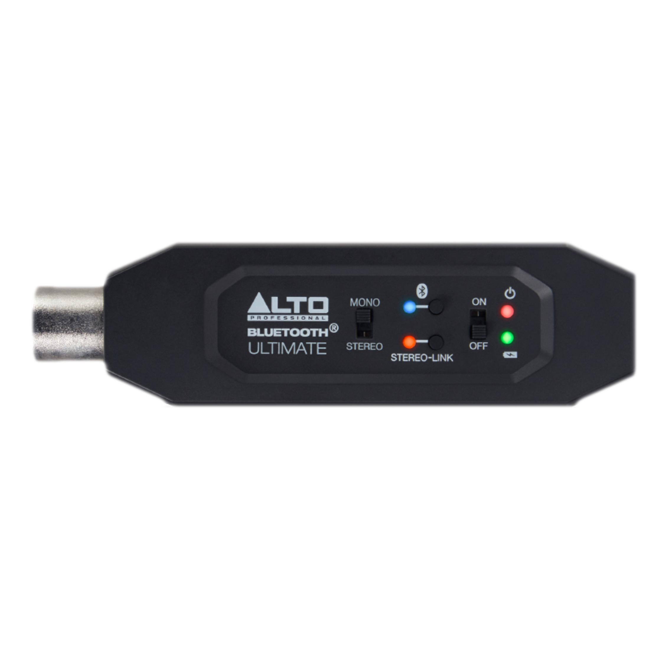 Adattatore nero Alto Bluetooth Ultimate con connettore XLR e interruttori.