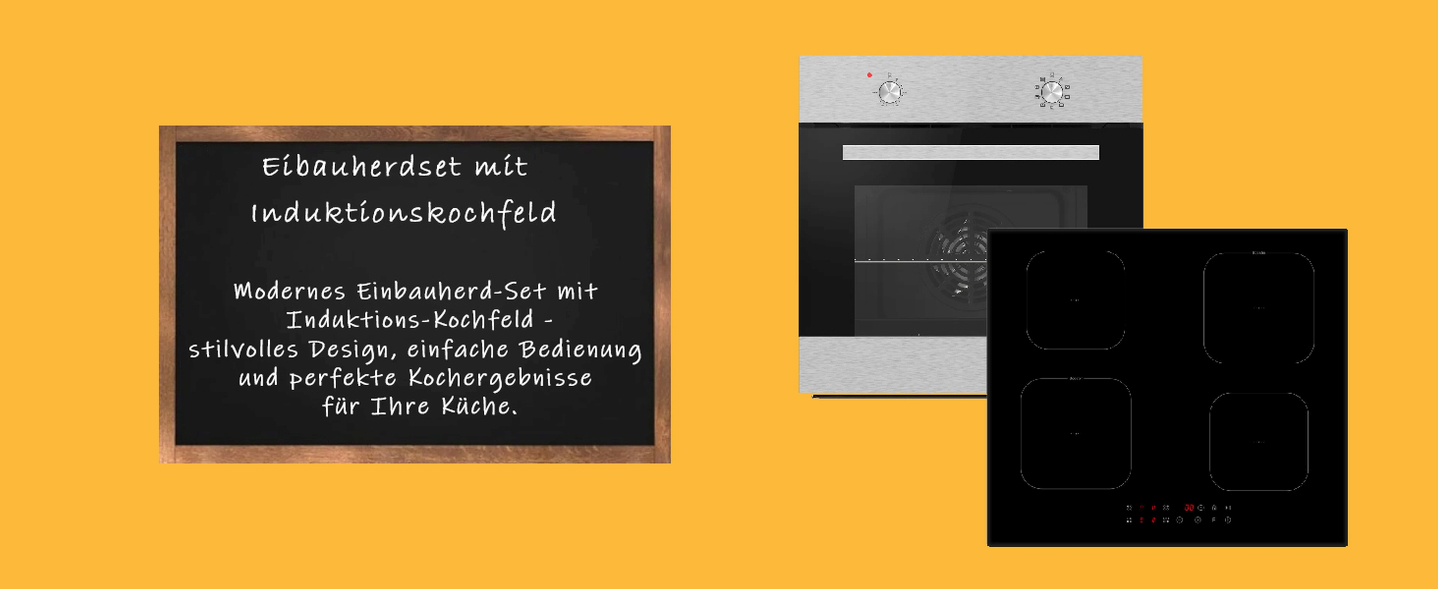 Einbauherd-Set mit Induktionskochfeld und moderner Optik.