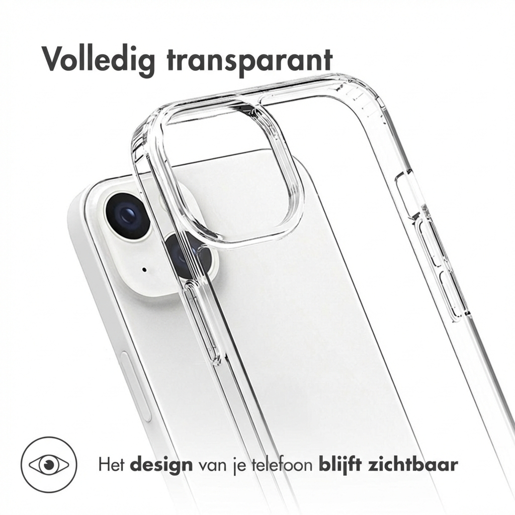 Transparante telefoonhoes toont telefoonontwerp. De hoes is helder.