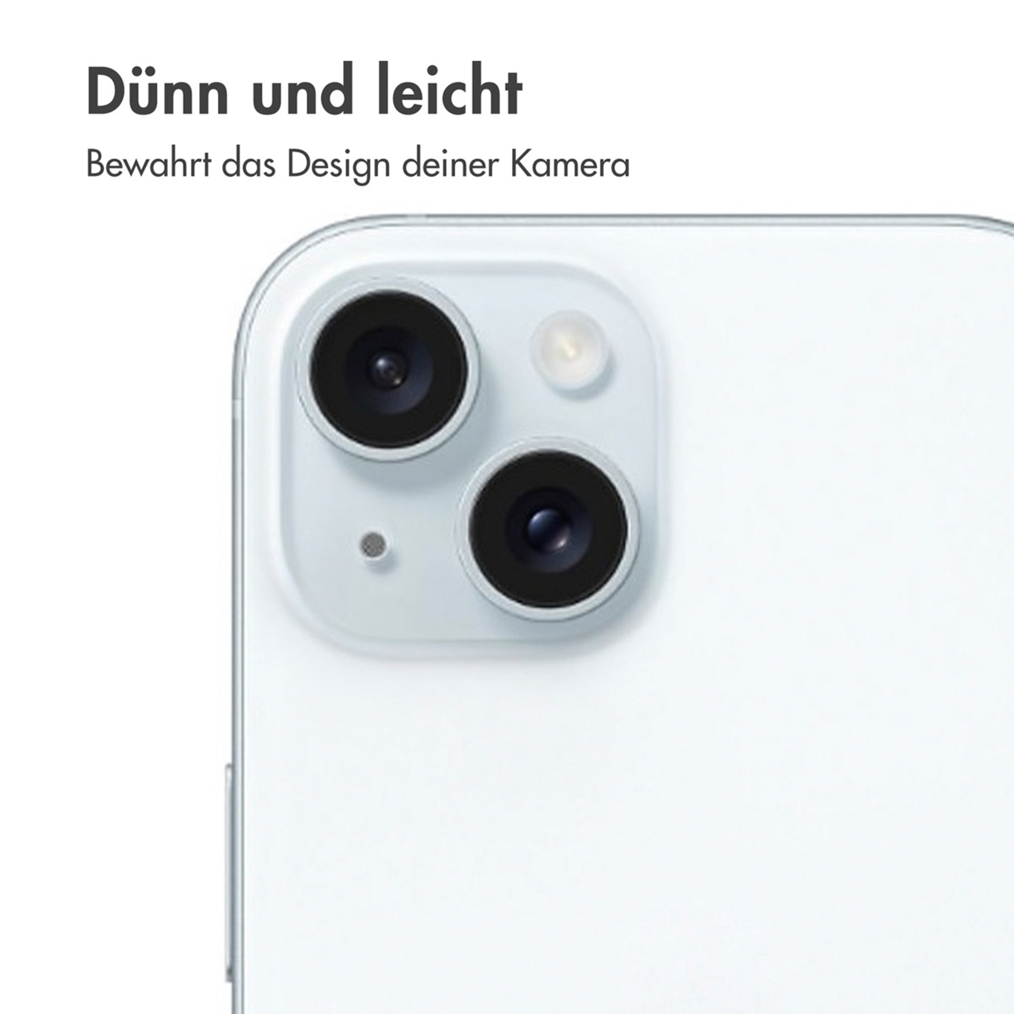 Close-up of the white back of a smartphone showing two camera lenses.