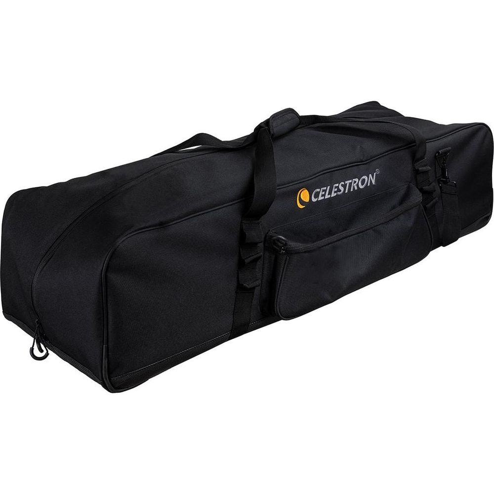 Schwarze Celestron-Tasche mit Griffen und Außentaschen.