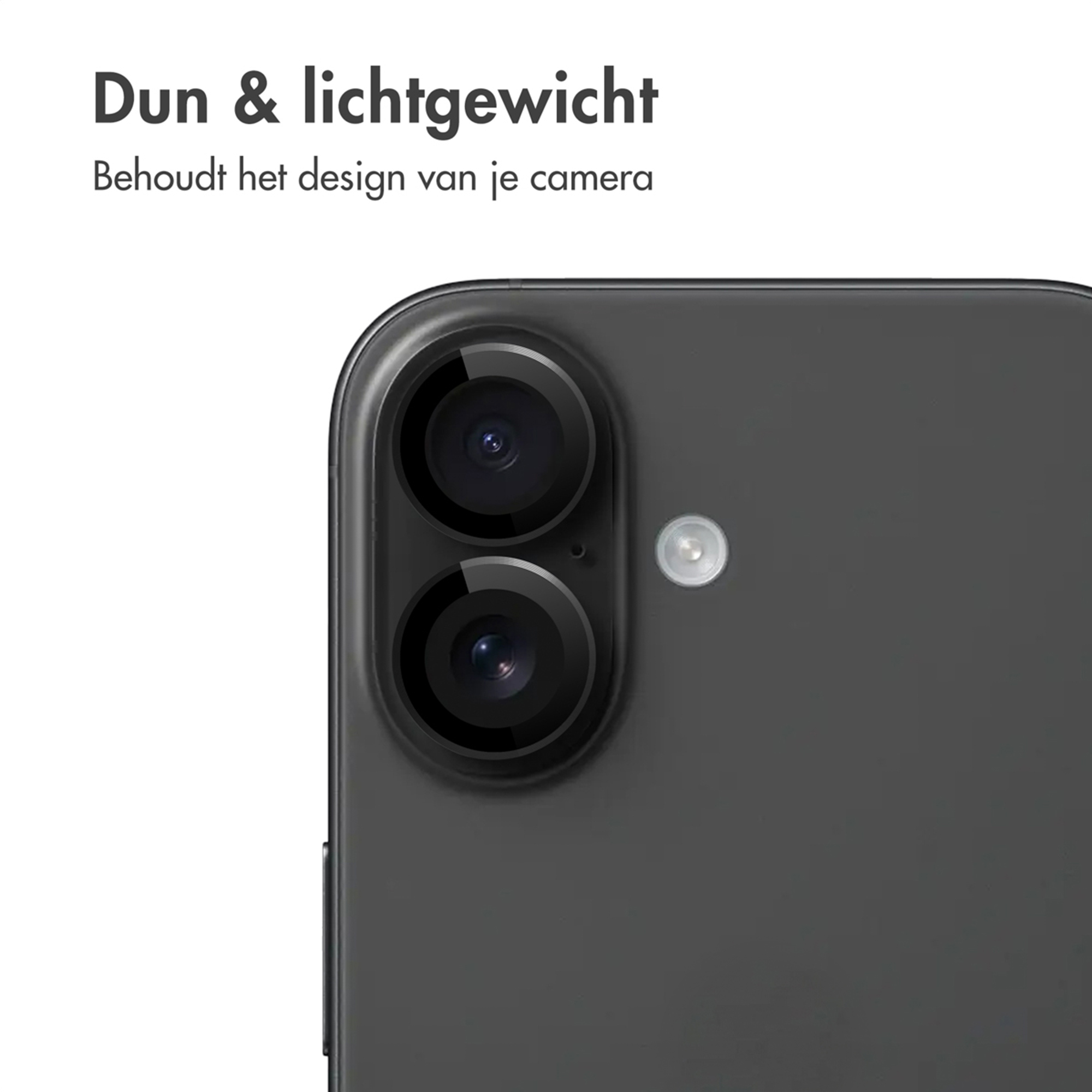 Close-up van de achterkant van een smartphone met dubbele camera en flitser.