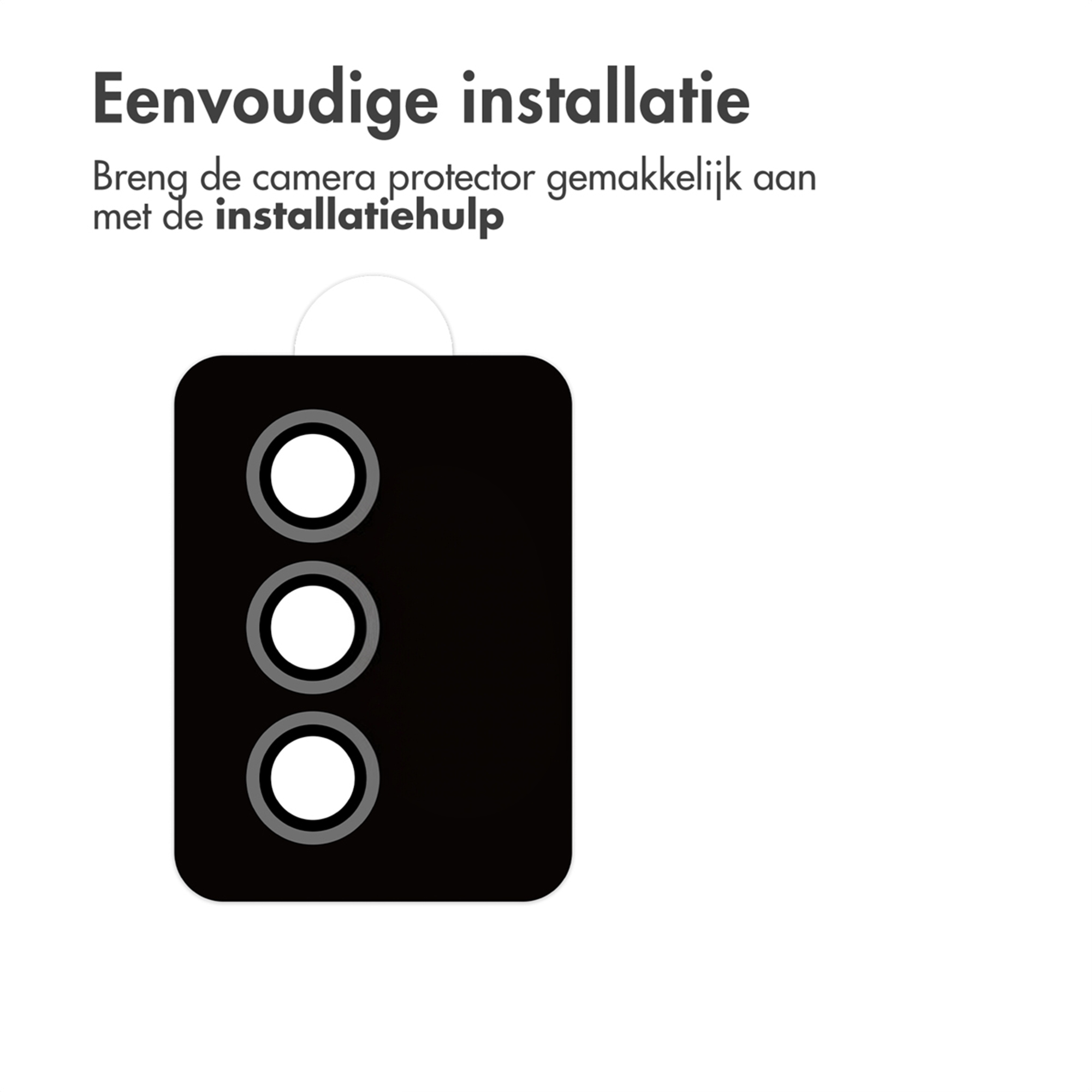 Trois objectifs de caméra sur fond noir, avec aide à l'installation.