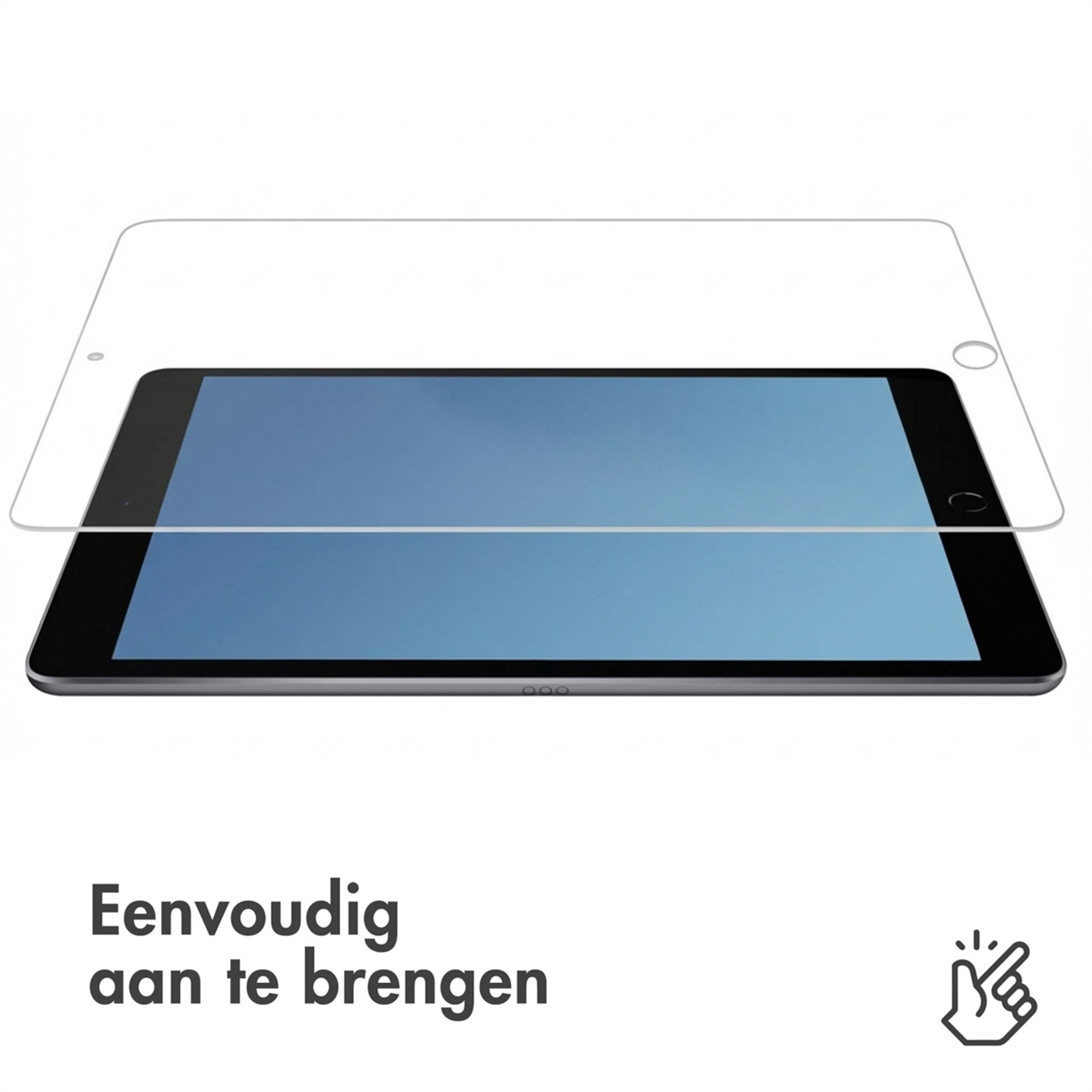 A tablet with a screen protector, easy to apply.