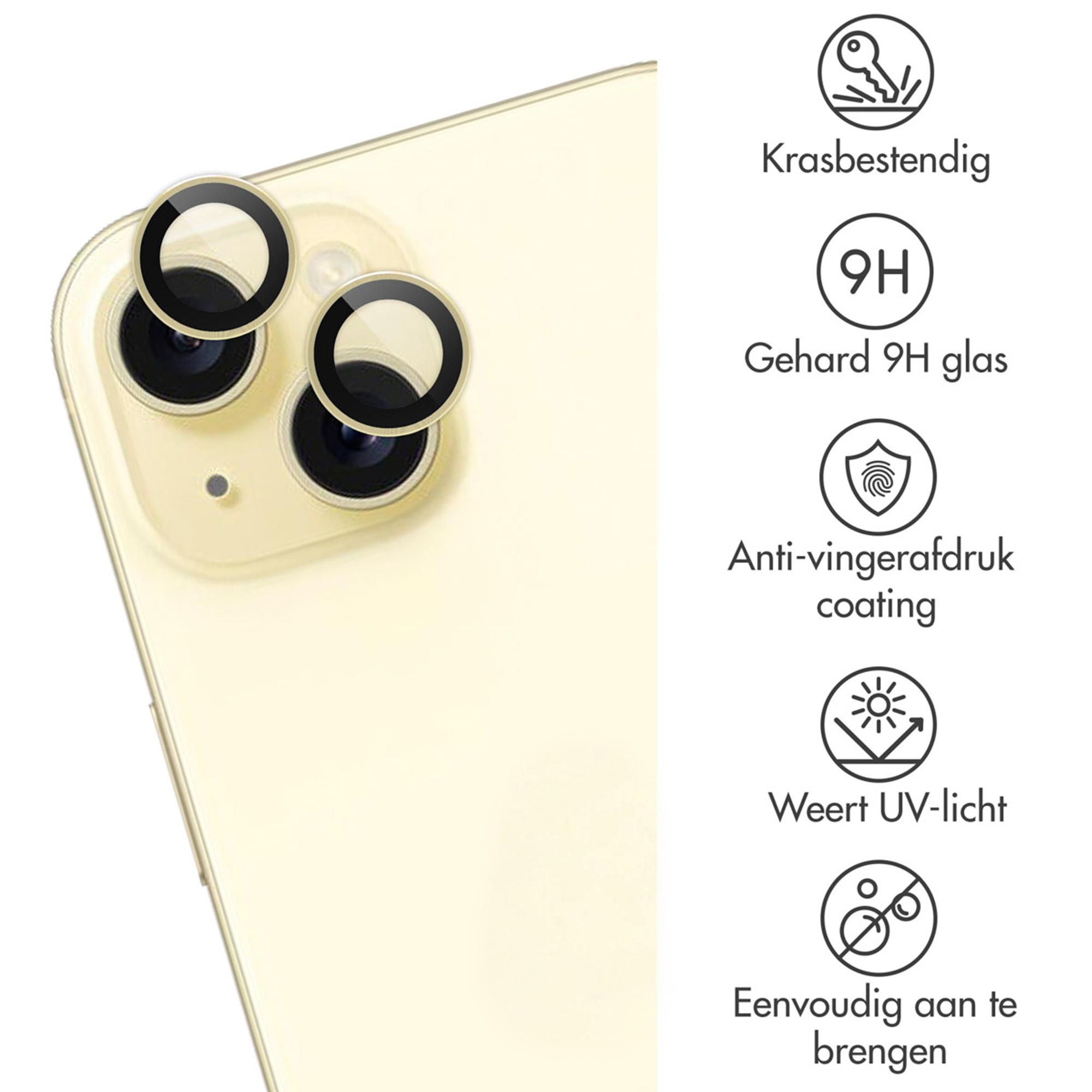 Scratch-resistant 9H tempered glass with UV protection and easy application.