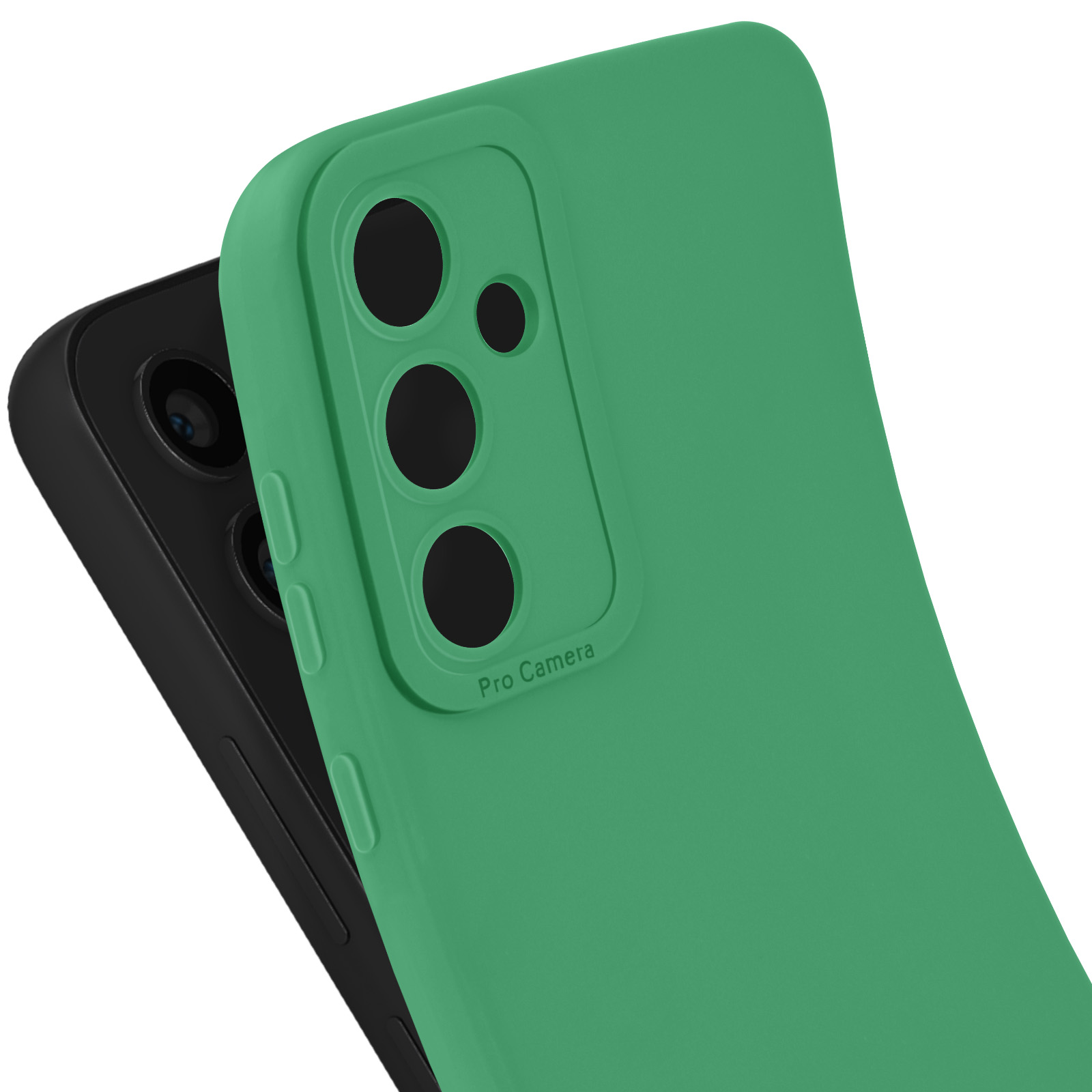 Coques de téléphone vertes et noires avec découpe caméra.