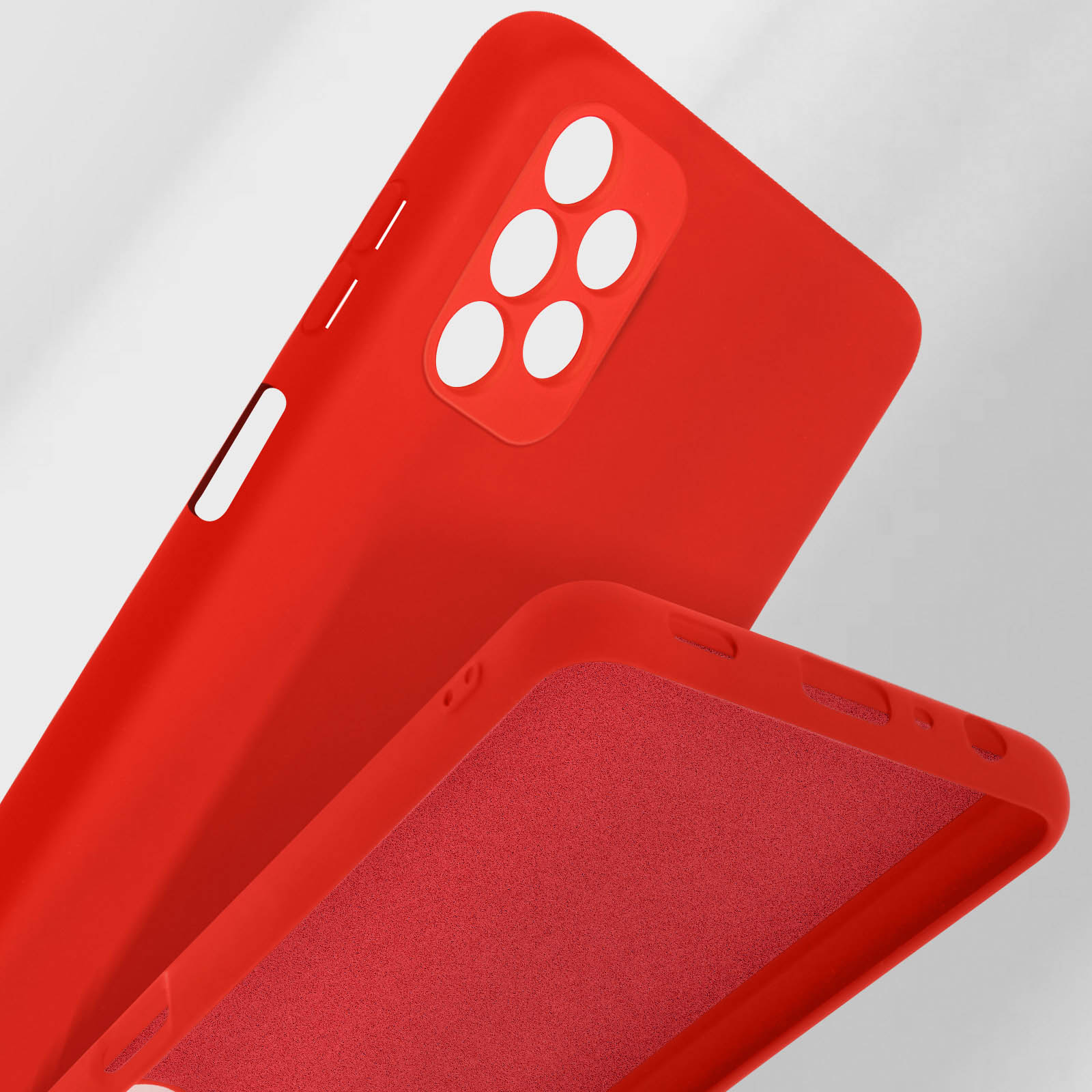 Due cover rosse per telefono, una aperta che mostra l'interno vellutato.