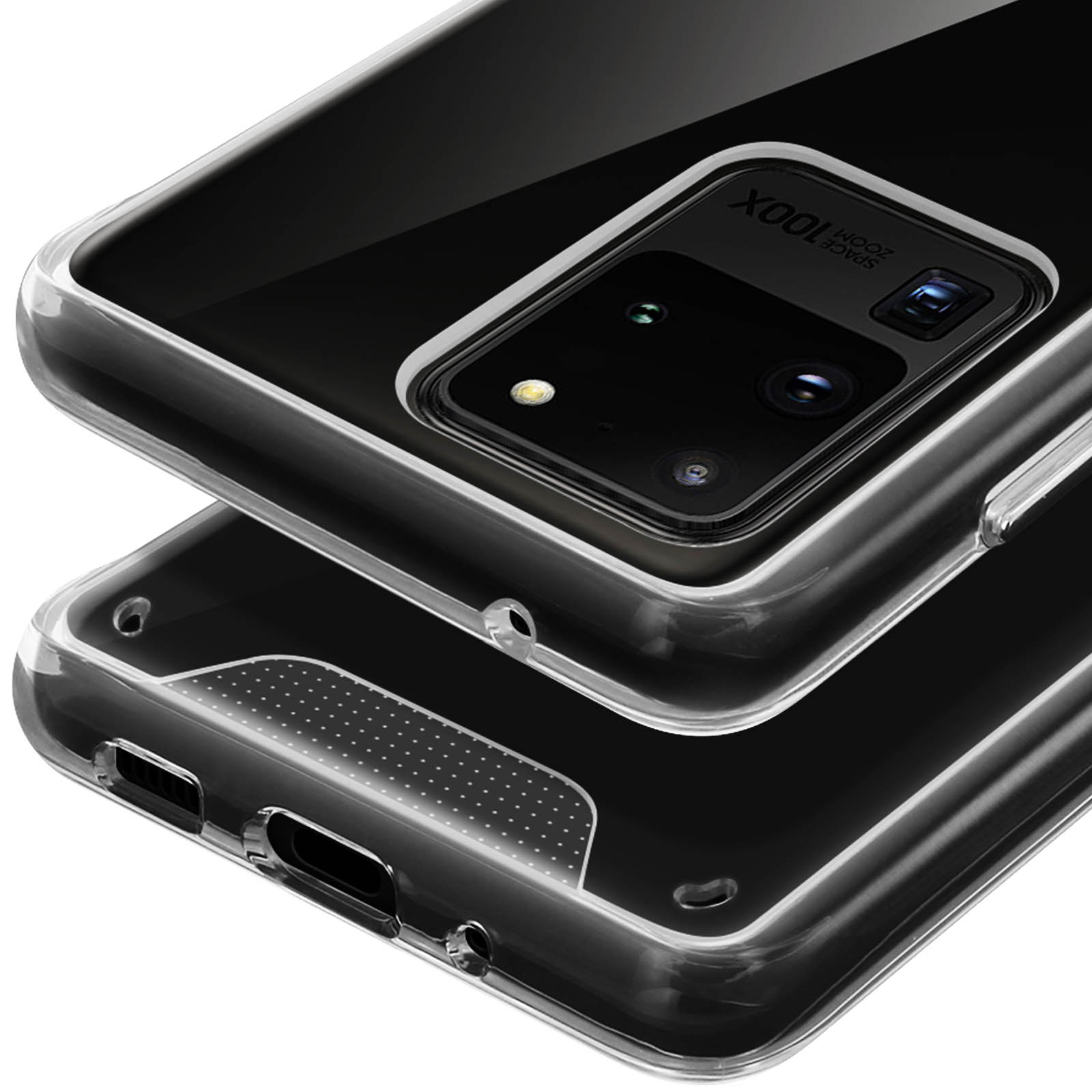 Custodia trasparente per telefono, con lente e pulsanti. Space Zoom 100x.