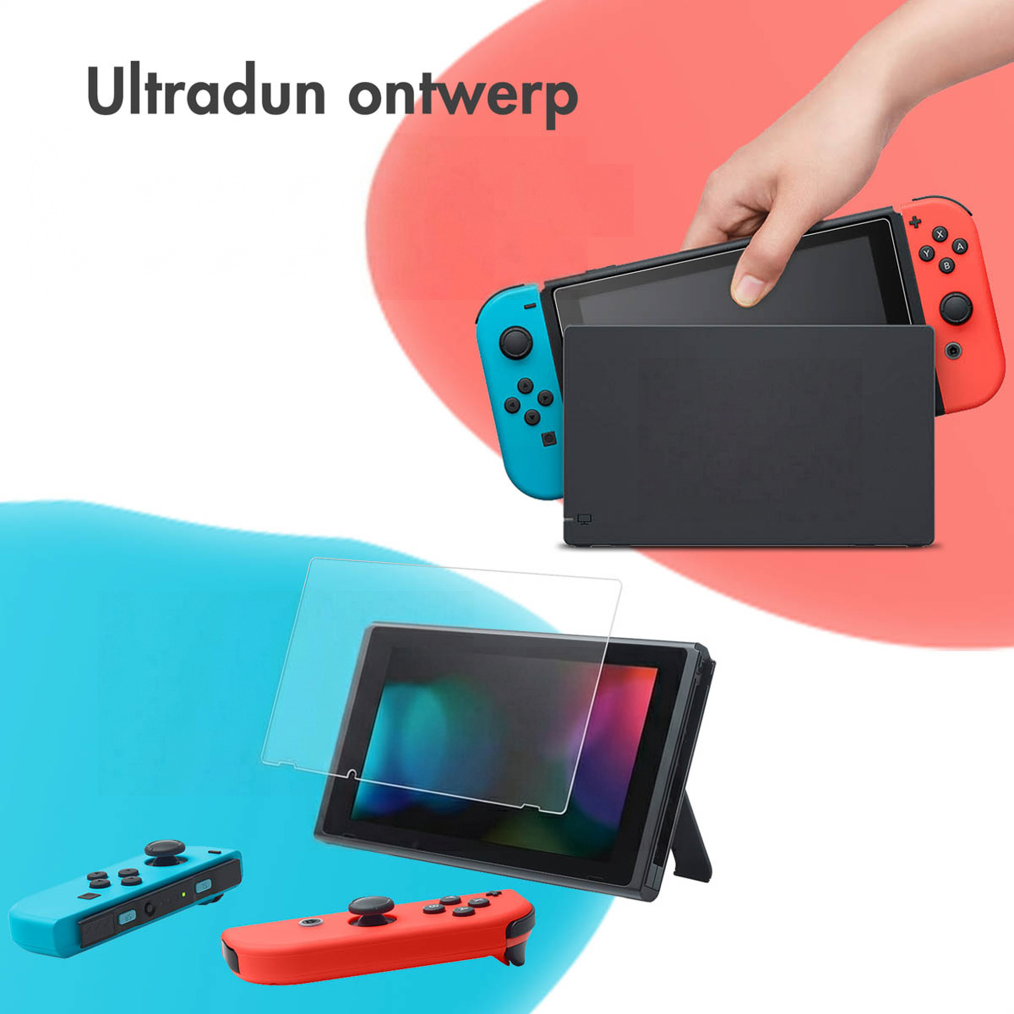 Una mano inserisce una console di gioco in una base. Sono visibili più controller.