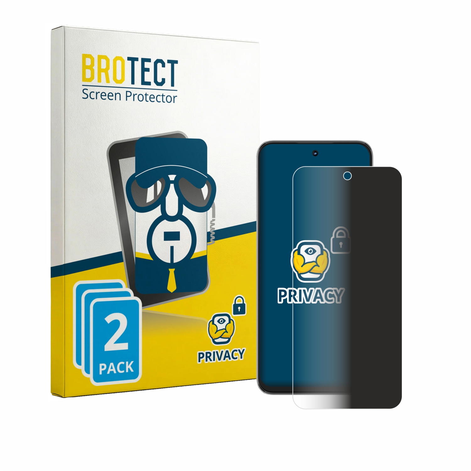 Verpackung für 2 Sichtschutz-Displayschutzfolien mit Handy-Darstellung.