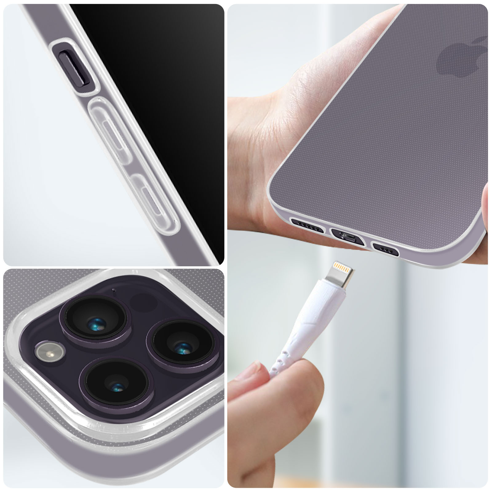 Un câble de chargement est connecté à l'étui d'un smartphone.