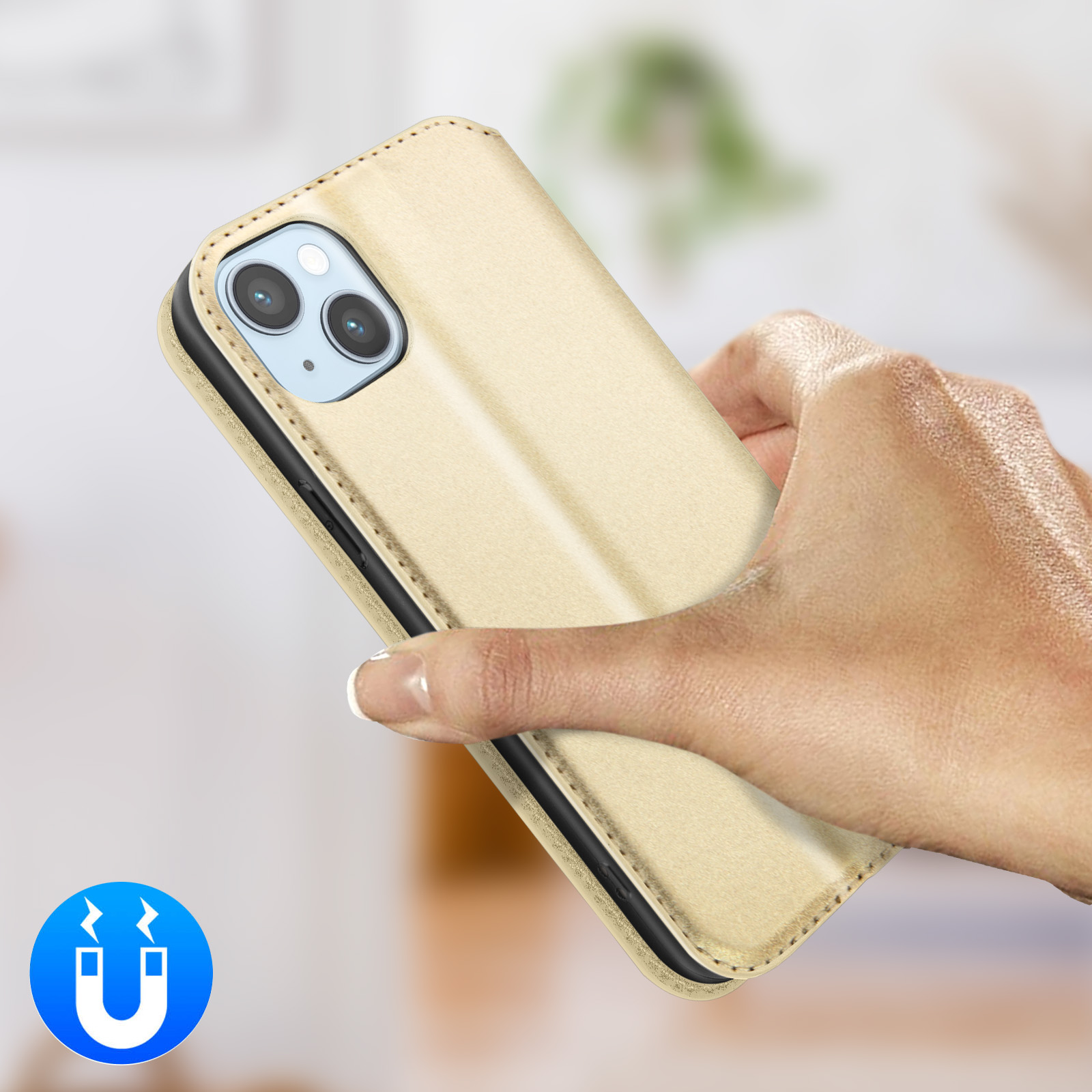 Gouden telefoonhoesje met magneeticoon