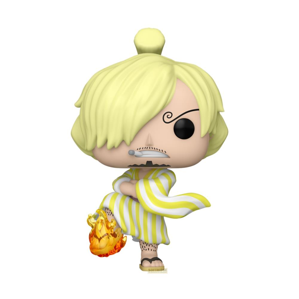 Eine Figur mit blonden Haaren, die eine gelb-weiße gestreifte Robe trägt und raucht.