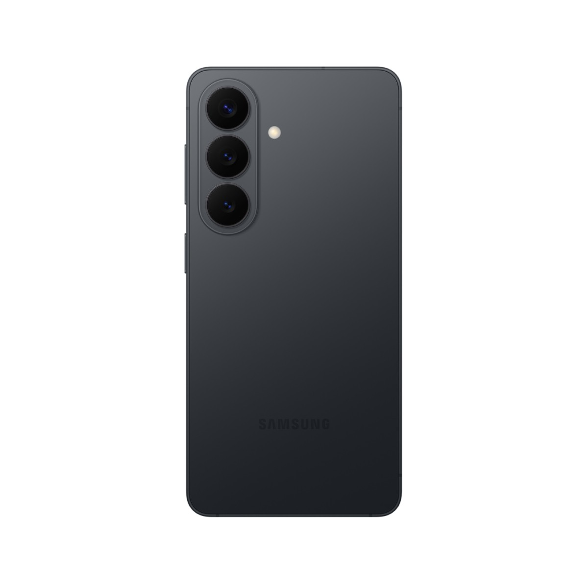 Ciemnoszary smartfon z trzema obiektywami aparatu i lampą błyskową u góry.