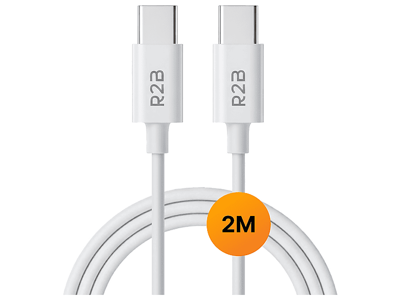 R2B 2m USB-C auf USB-C, Ladekabel, 2 m, Weiß | MediaMarkt