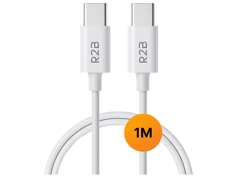 R2B 1m USB-C auf USB-C, Ladekabel, 1 m, Weiß | SATURN