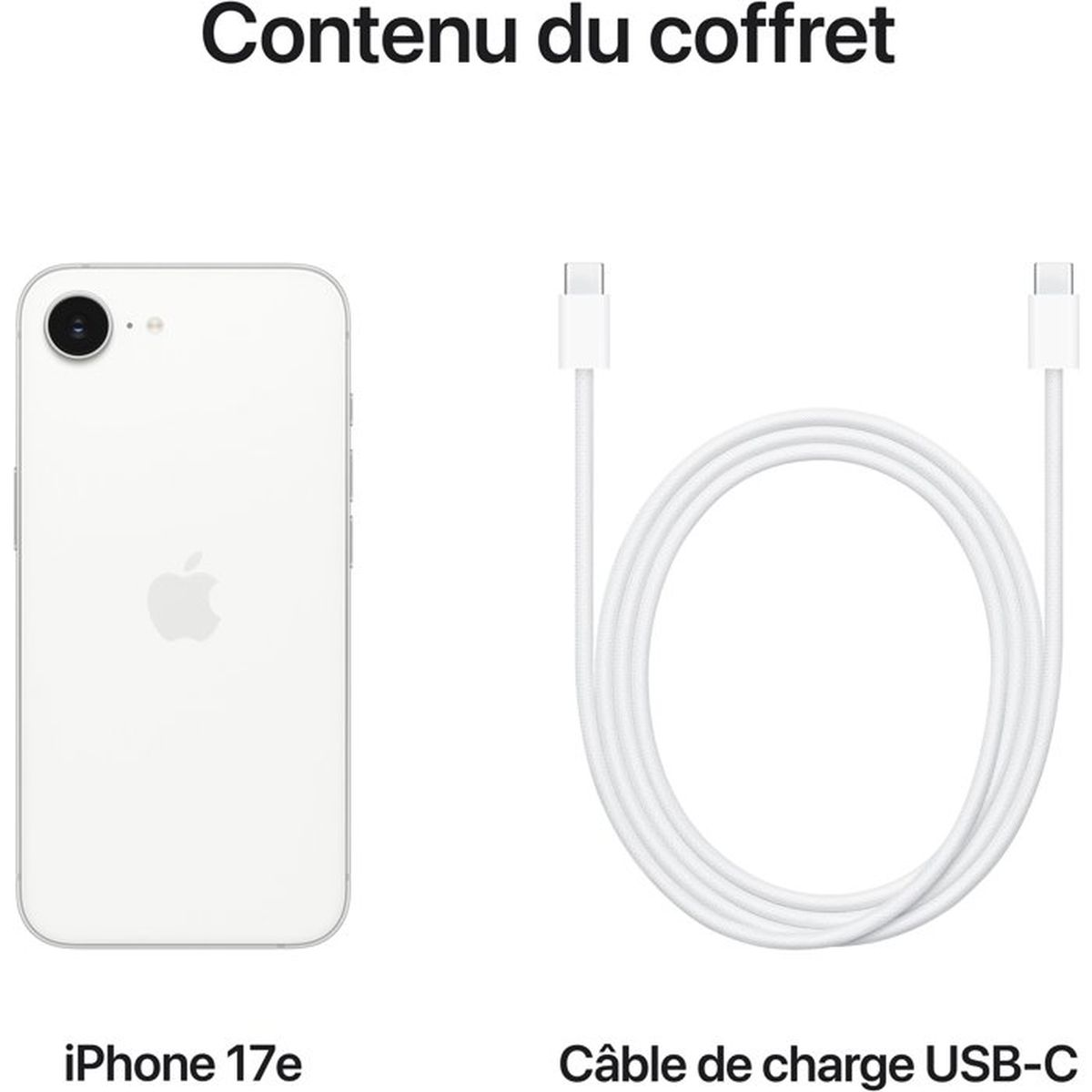 Biały iPhone i biały kabel ładujący USB-C na białym tle.