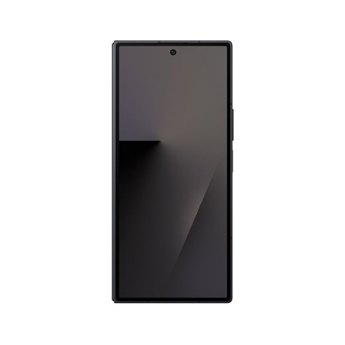 Ciemny smartfon z modułem aparatu na górze ekranu.